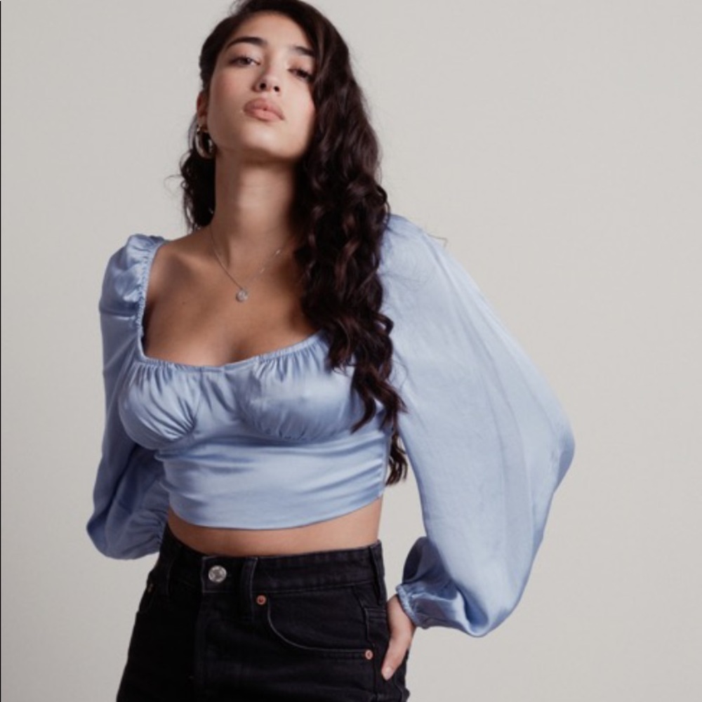 TOBI Blue Tie Bustier Top